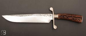  Couteau de chasse par Laurent Gaillard - Bois de cerf sambar et lame en 100C6
