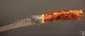   Couteau droit par Nicolas Mestrallet - Lame forgée acier damas et loupe d'amboine