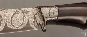  Couteau droit custom par Zane DVORAK - ZD FORGE - Damas et African blackwood