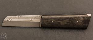   Couteau " Lock-back" custom par Eric Depeyre - Fibre de carbone et lame damas