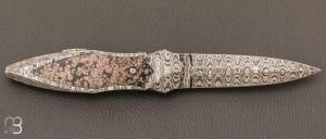   Dague pliante custom par Alain & Joris Chomilier - Damas Vegas Forge et Windowframe Jaspe