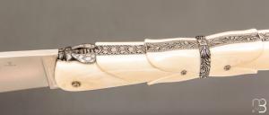 Couteau " Laguiole 18 CM Queue de Scorpion " de Jérôme Lamic - ivoire de phacochère et RWL34