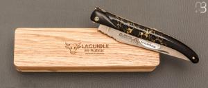 Couteau Laguiole en Aubrac Prestige modèle Onyx Gold & Ebène