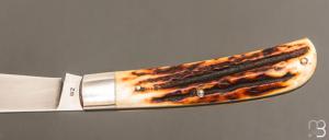    Couteau " Trapper slipjoint " par Don Hanson III - Bois de cerf et lame en W2
