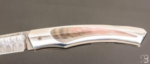  Couteau " 1820 Berthier " interframe par Charles Bennica - Nacre noire et Damasteel