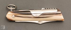   Couteau  " Affutiot 2 pièces " 13,5 cm par J. Mongin - Corne blonde