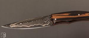 Couteau " Artense " par Alain Conesa - Acier & Cuir - Ebène et Suminagashi