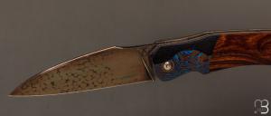   Couteau " Balrius " liner-lock par Florian Keller - bois de fer/ZircoTi et damas billes