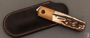   Couteau " Barlow " custom par Romain Lopez - Bois de cerf et RWL34