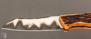  Couteau " Bluff " liner lock par Olivier Ouertal - Os cerfé et Sandinox