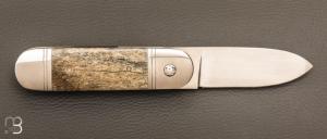  Couteau " Bouledogue " liner-lock de Stéphane Sagric - Os teinté et lame en RWL34