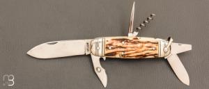  Couteau Bouledogue Véritable "Issarinox" 6 pièces - Bois de cerf