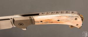  Couteau " Bullet " pliant de Gudy van Poppel - Ivoire de mammouth et Böhler N690