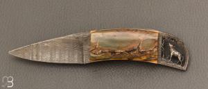 Couteau droit par Charles Roulin - Ivoire de mammouth et lame damas de Gérard Doursin