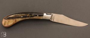 Couteau " Capuchadou 12cm " Corne de bélier et lame en 14C28 par Fontenille-Pataud