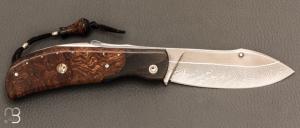   Couteau " Dépeceur lock-back " par Tony Ruot - Damas et loupe de chêne