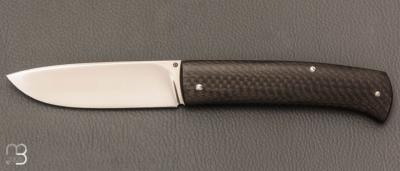  Couteau " Drop " slipjoint  custom par Raphaël Durand - Fibre de carbone et RWL-34