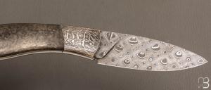   Couteau " Edcix " custom de Florent Dall'ava - L'atelier Dall'ava - fibre de carbone et lame damas