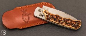   Couteau " Explorateur " custom par Éric Parmentier - Bois de cerf et lame en niolox