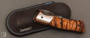  Couteau " Fallout " de collection par Olivier Ouertal - Tamarin ondé et lame en damas "Dragon skin"