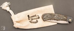  Couteau " Jack " pliant par Tanguy Coillot - Laiton sculpté et lame en C130