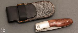   Couteau " K-Marade " custom de Michel Grini - Curly gidgee et lame Suminagashi