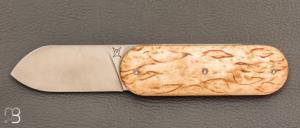 Couteau " Le Cerbère® " pliant par l'Atelier Les 2 Diables - Bouleau madré et 14c28N