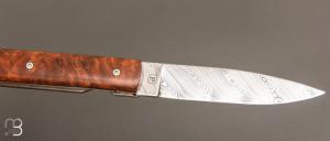  Couteau " Le Français " pliant par Perceval - lame damas et Thuya