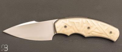    Couteau " Liner Lock " custom par David Lespect - RWL34 et Ivoire de phacochère gravé par Serge Raoux