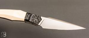   Couteau " Liner-lock custom " de Berthelemy Gabriel - La Forge Agab - Ivoire de mammouth et RWL34