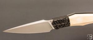   Couteau " Liner-lock custom " de Berthelemy Gabriel - La Forge Agab - Ivoire de mammouth et RWL34
