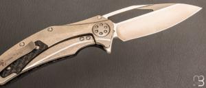  Couteau  "  Mini Matrix - R " Two-Tone Stonewash Titanium/Carbon Fiber par Marfione Custom Knives