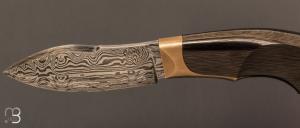  Couteau "  Nessmuk " fixe de Camille Sennegon - Fibre de carbone et lame en damas échelle W