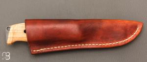 Couteau " L'Oliferne  " droit en frêne ondé et 80CrV2 de Frédéric Maschio
