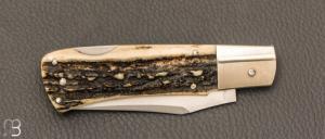  Couteau " Pompinette " pliant fait main par Bastien Toubhans - Atelier Beau Merle - Bois de cerf