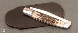 Couteau " Rumilly " custom de Jérôme Bellon - Bois de cerf et RWL34