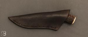   Couteau Semi intégral custom fixe de Israel Nascher  - Bois de cerf et damas