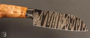    Couteau Semi intégral custom fixe de Israel Nascher  - Loupe de peuplier stabilisée et damas