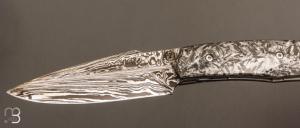   Couteau " Skadi " par Cédric Destombes - Coutellerie Caddarik - Fibre de carbone et damas