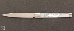 Couteau " Slipjoint " custom de Lionel Lalague - Nacre et lame en RWL34