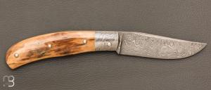    Couteau " Tocard " custom de Jérôme Bellon - Ivoire de mammouth et lame damas