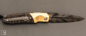    Couteau " Typhon 2.0" par Florian Keller - Afzelia xylay stabilisée et lame damas "plume"