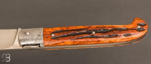  Couteau  "  Yssingeaux " par David Brenière - Os cerfé / damas et lame RWL-34