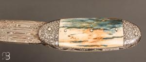   Couteau " Bouledogue" de Jean Pierre Veysseyre - Ivoire de mammouth et lame damas