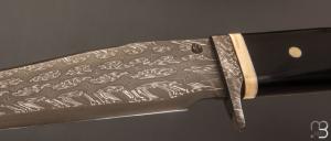 Couteau  de  chasse de Jean Paul Sire - Ébène et lame damas multi barreaux