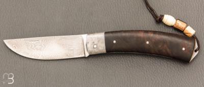 Couteau de collection modèle " Berger " de Jean Pierre Veysseyre - Damas et noyer