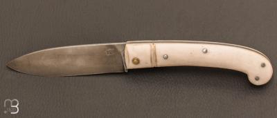  Couteau  custom pliant à cran carré - Micarta blanc - Pierre Henri Monnet