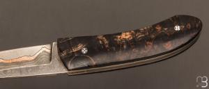   Couteau " custom " par Alain & Joris Chomilier - Bouleau madré stabilisé et damas Carbone Cuivre