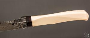  Couteau " custom " fixe de Berthelemy Gabriel - La Forge Agab - Ivoire de mammouth et damas 
