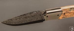   Couteau " custom " de Berthelemy Gabriel - La Forge Agab - Ivoire de mammouth et lame damas